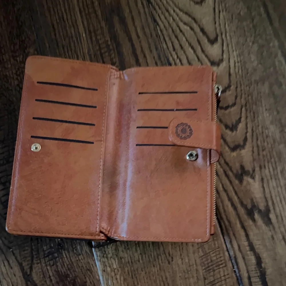 NWOT Brown Embossed Wallet with Mandala Design